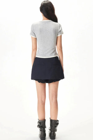 Color-Blocking Knit Short-Sleeve T-Shirt