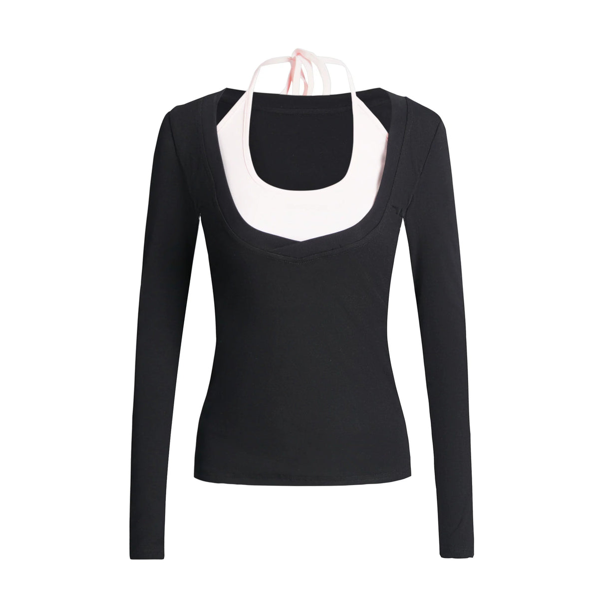 Color-Blocking Tie-Up Blouse