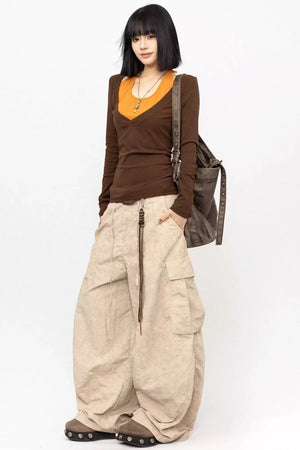 Color-Blocking Tie-Up Blouse