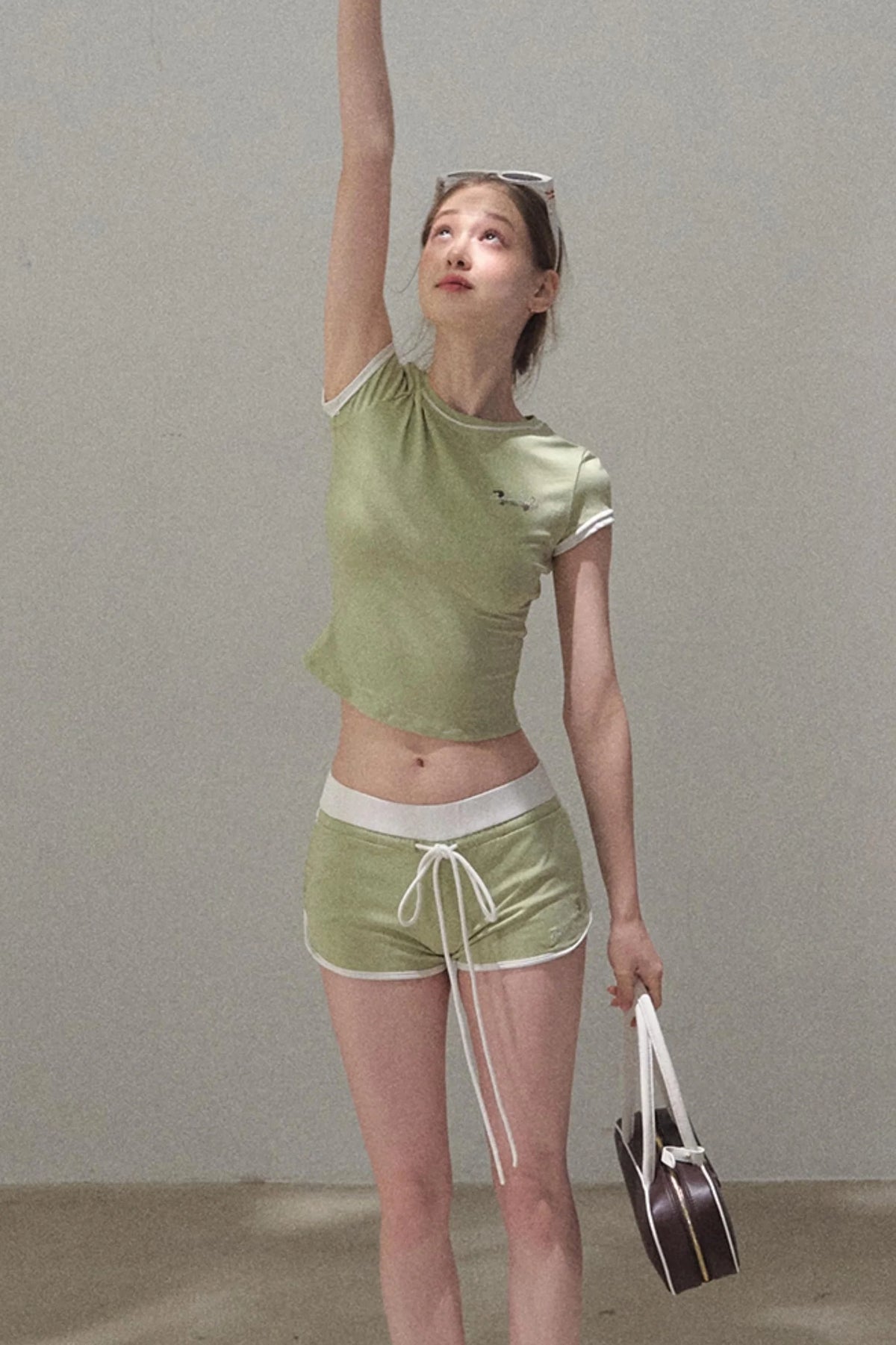 Colorblock Lace-Up Top Set-Up