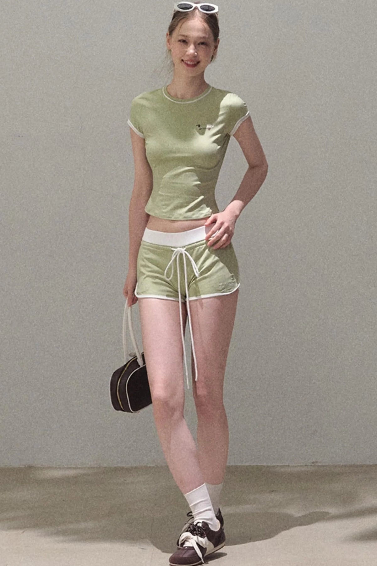 Colorblock Lace-Up Top Set-Up
