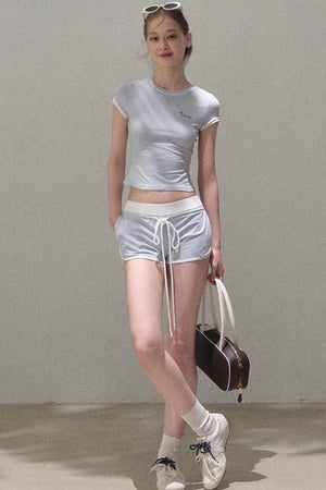 Colorblock Lace-Up Top Set-Up