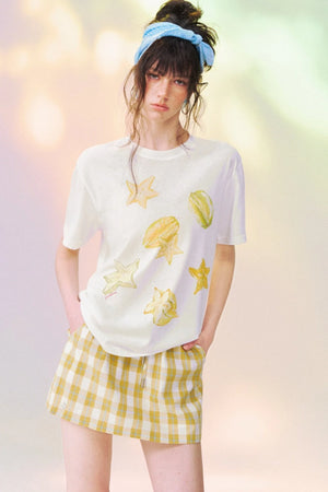 Colorful Carambola Short-Sleeve Blouse