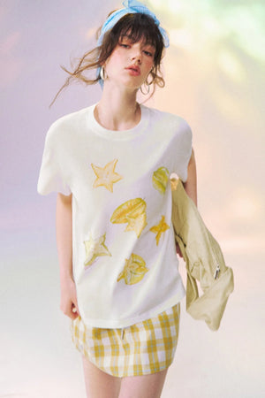 Colorful Carambola Short-Sleeve Blouse