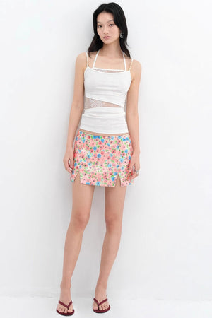 Colorful Floral Sequin Skirt