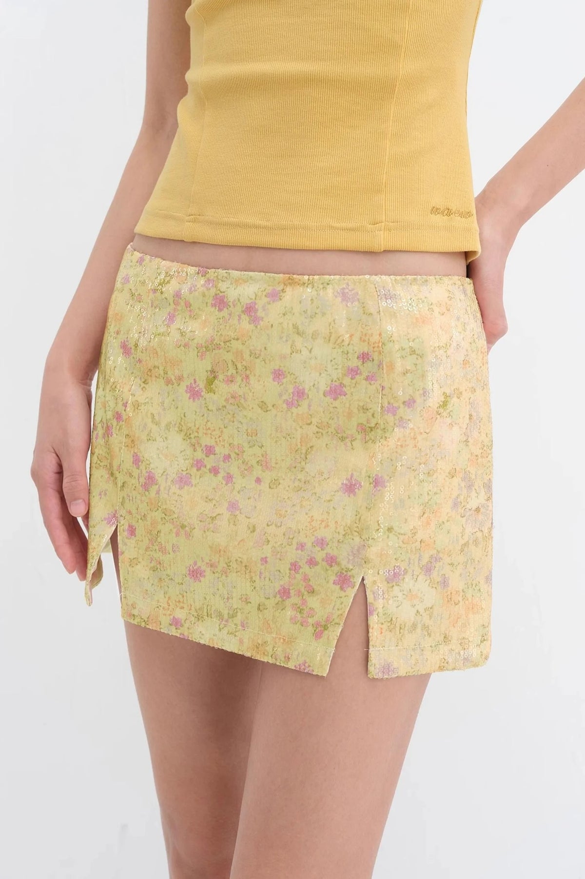 Colorful Floral Sequin Skirt