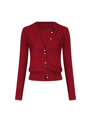 Colorful Knit Cardigan Set