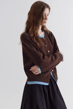 Colorful Wool Contrast Cardigan
