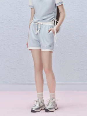 Colour-Block Drawstring Shorts Pants