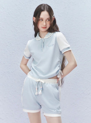 Colour-Block Drawstring Shorts Pants