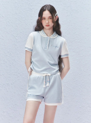 Colour-Block Drawstring Shorts Pants