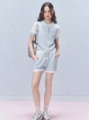 Colour-Block Drawstring Shorts Pants