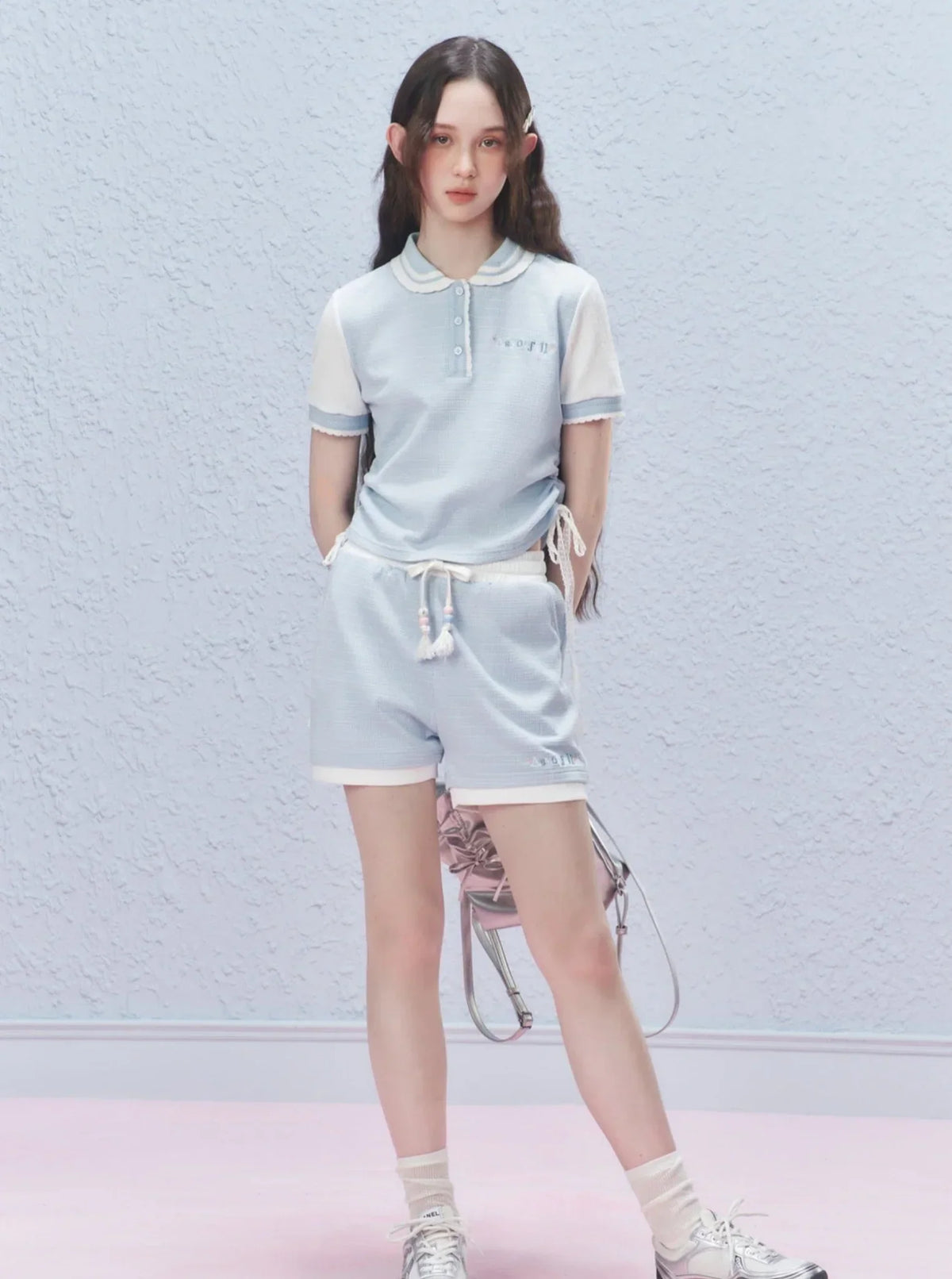 Colour-Block Drawstring Shorts Pants