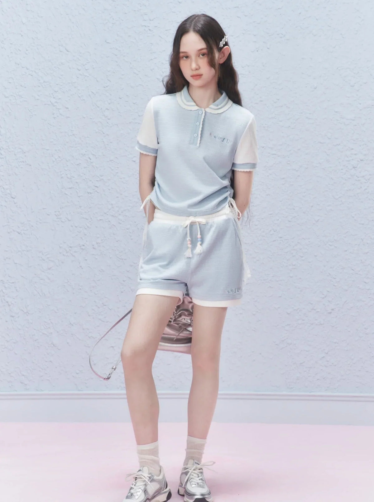 Colour-Block Drawstring Shorts Pants