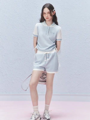 Colour-Block Drawstring Shorts Pants