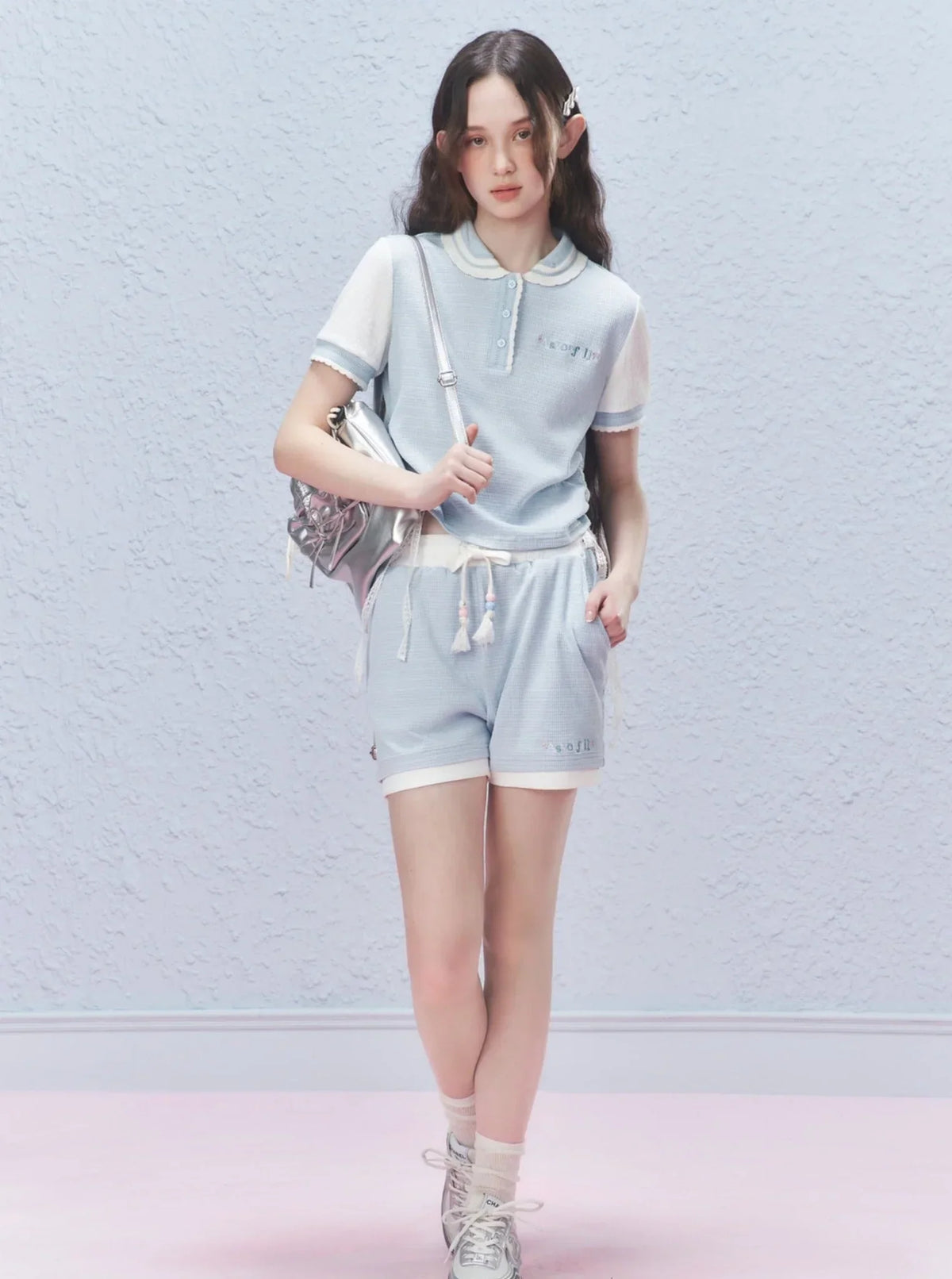 Colour-Block Drawstring Shorts Pants