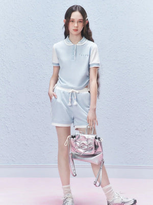 Colour-Block Drawstring Shorts Pants