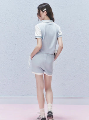 Colour-Block Drawstring Shorts Pants