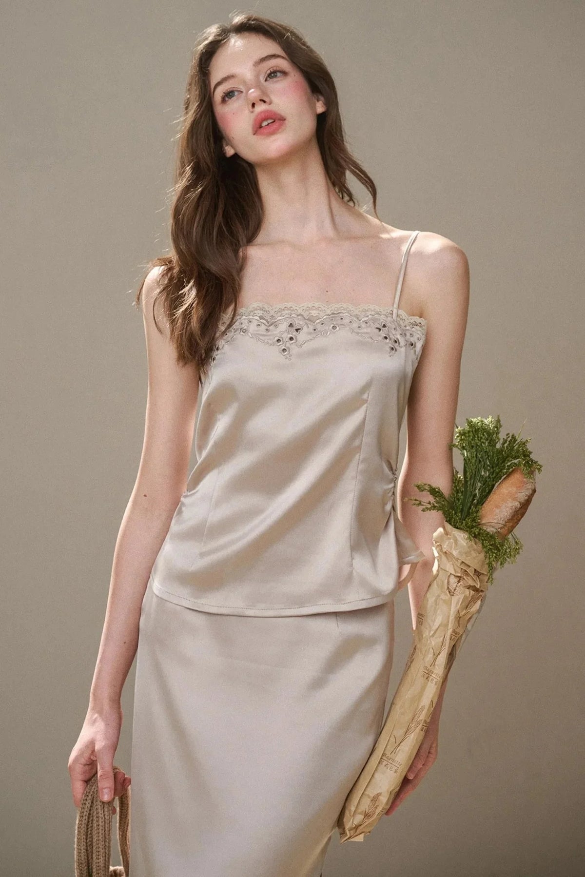 Comfortable Embroidery Top & Skirt Set-Up