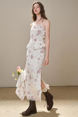Comfortable Embroidery Top & Skirt Set-Up