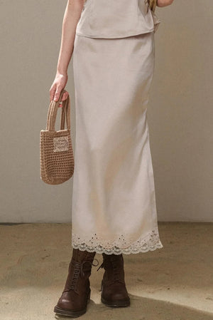 Comfortable Embroidery Top & Skirt Set-Up