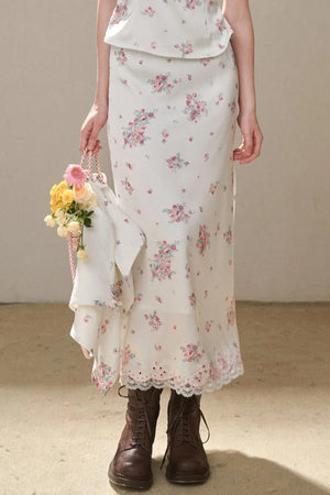 Comfortable Embroidery Top & Skirt Set-Up