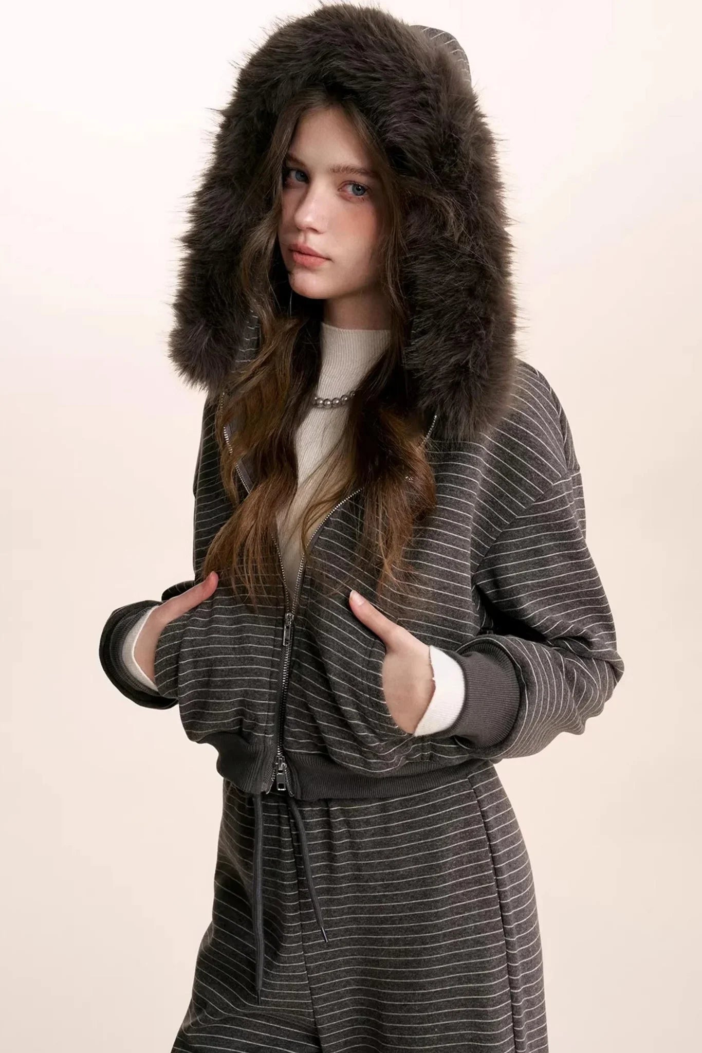 Composite Silver Fox Knit Jacket Set-Up