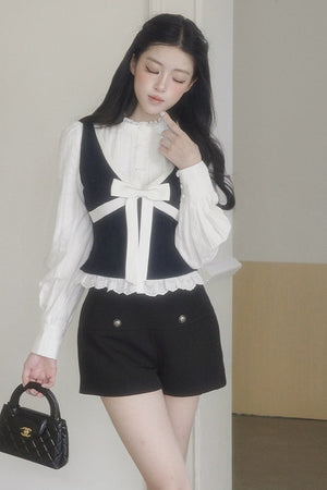 Contrast Bowknot Knitted Vest