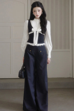 Contrast Bowknot Knitted Vest