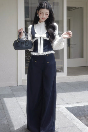 Contrast Bowknot Knitted Vest
