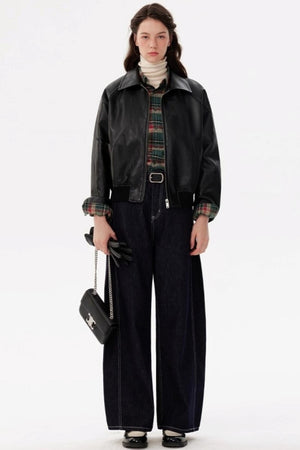 Contrast Check Long Sleeve Lapel Shirt