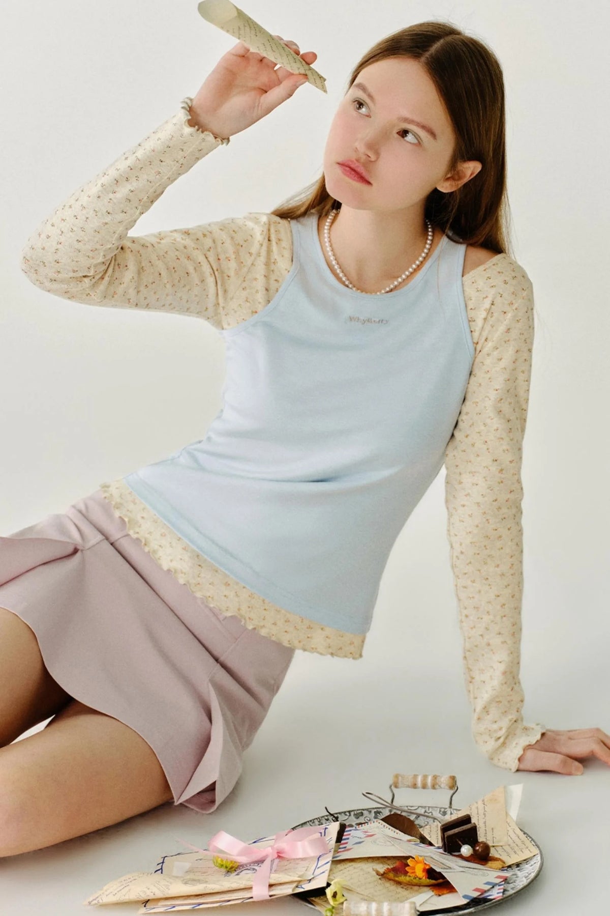 Contrast Cinched Waist Top