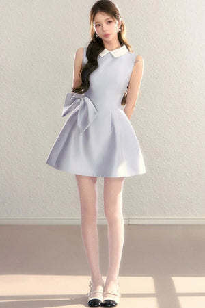 Contrast Collar Puffy Dress