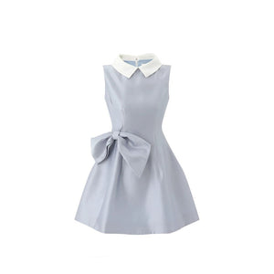 Contrast Collar Puffy Dress