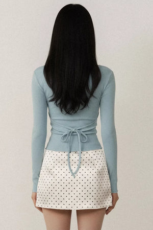 Contrast Color Cross V-Neck Top