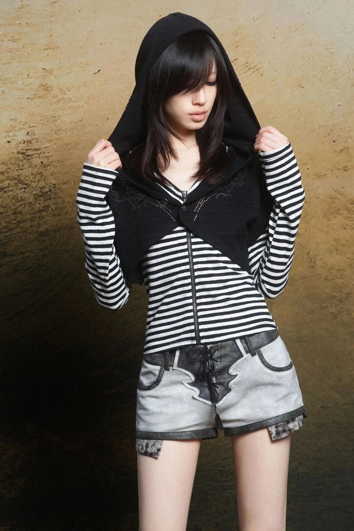 Contrast Knit Low Waist Pants