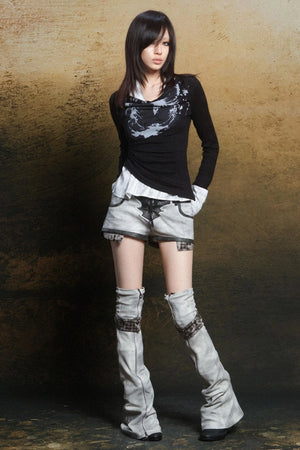 Contrast Knit Low Waist Pants