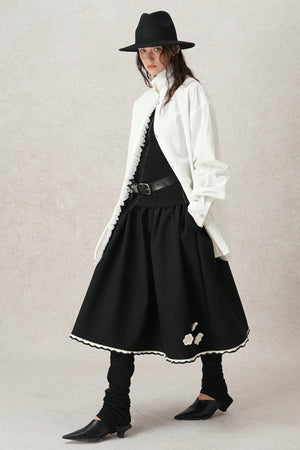 Contrast Line Round Neck Layered Top