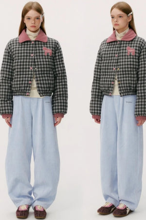 Contrast Plaid Bread Jacket