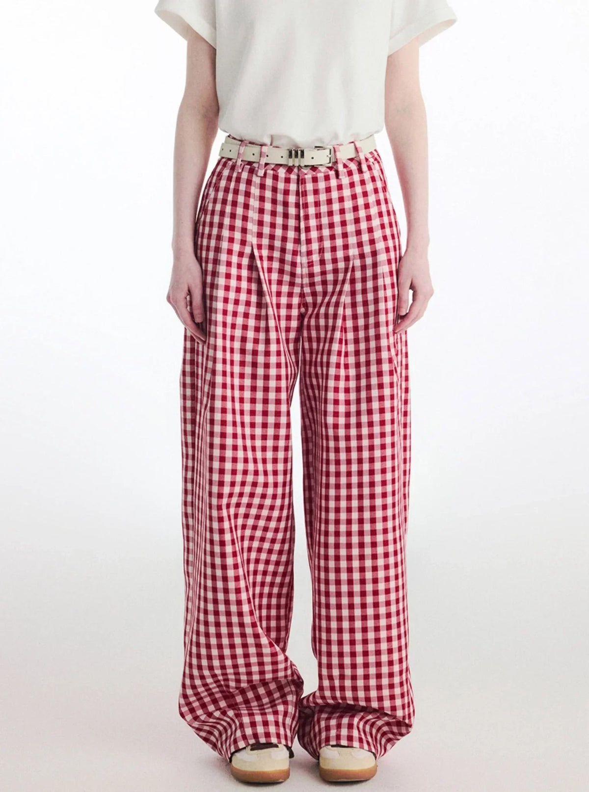 Contrast Retro Plaid Pants