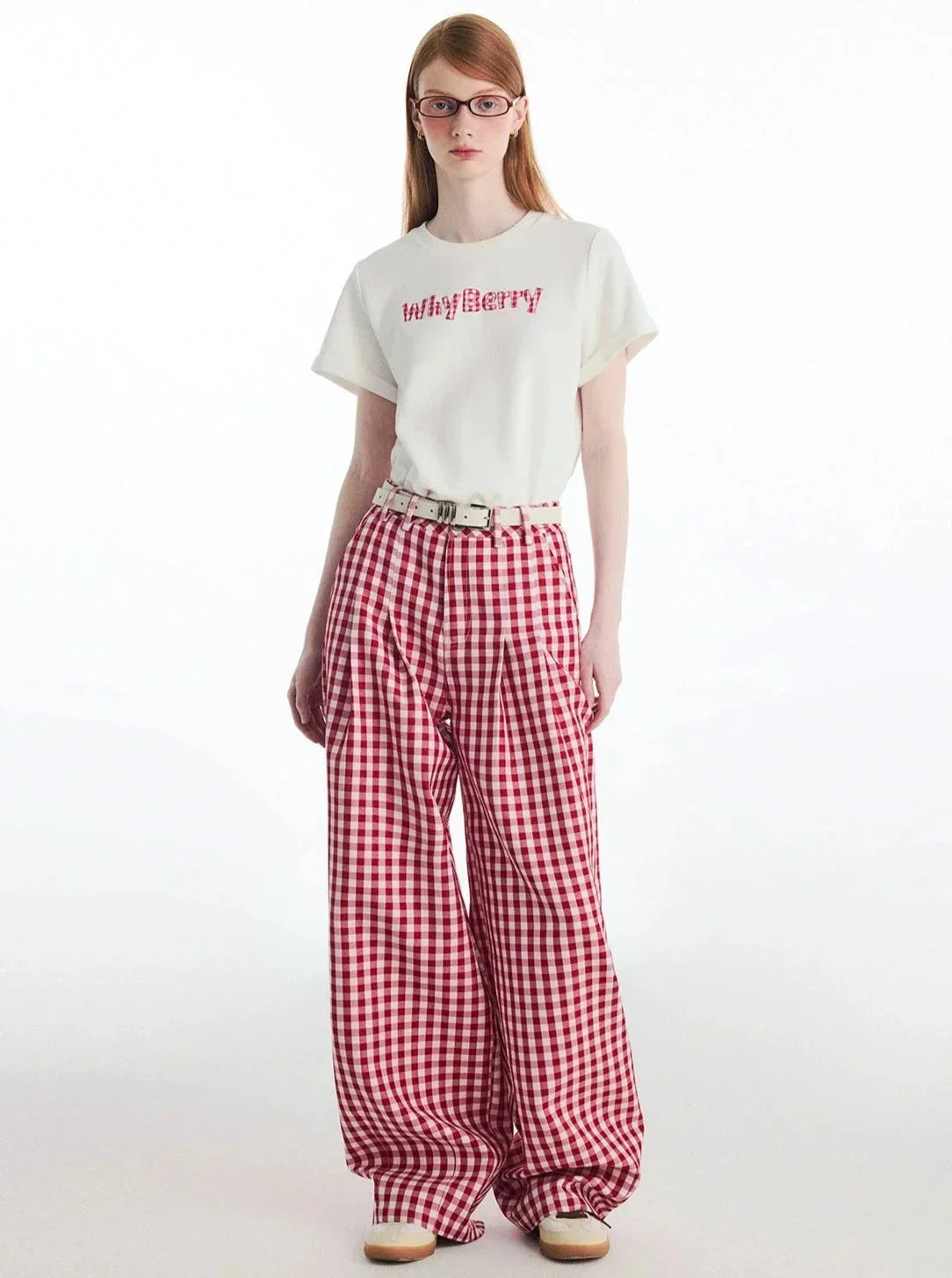 Contrast Retro Plaid Pants