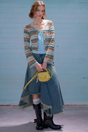 Contrast Stripe Short Cardigan