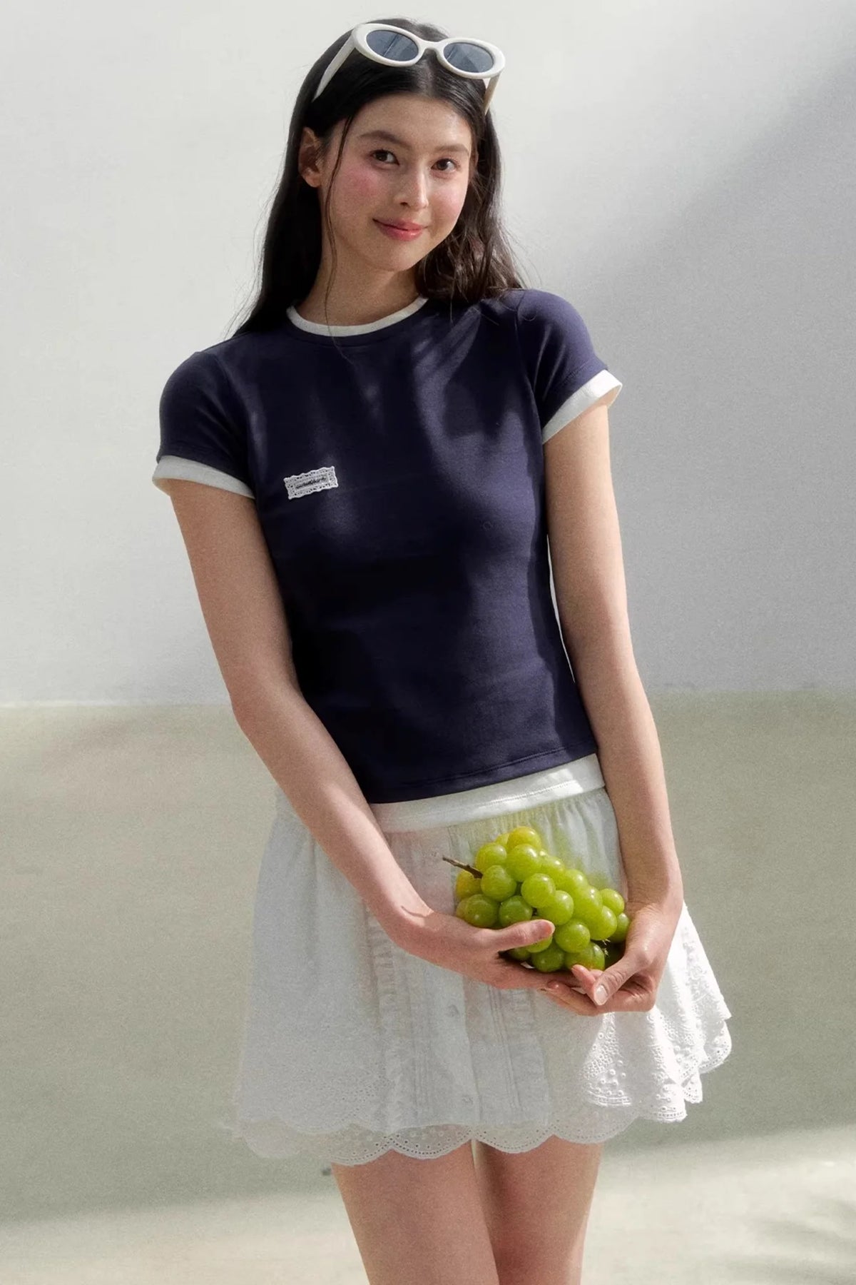 Contrasting Cotton Slim-Fit Top