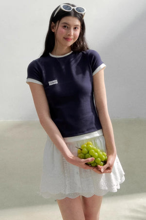 Contrasting Cotton Slim-Fit Top