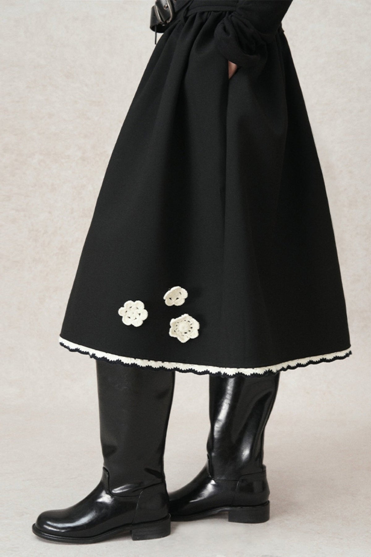 Contrasting Crochet A-Line Puffy Skirt