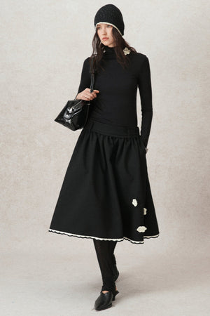 Contrasting Crochet A-Line Puffy Skirt