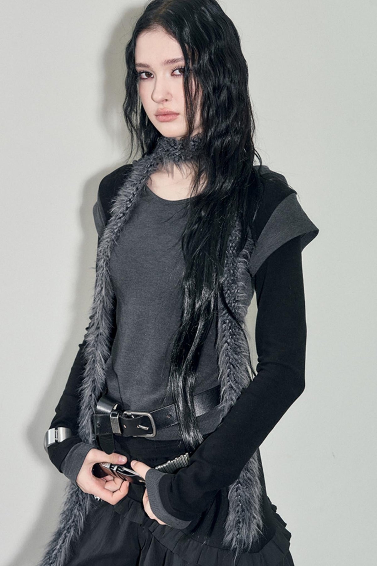 Contrasting Long-Sleeve Hooded Top