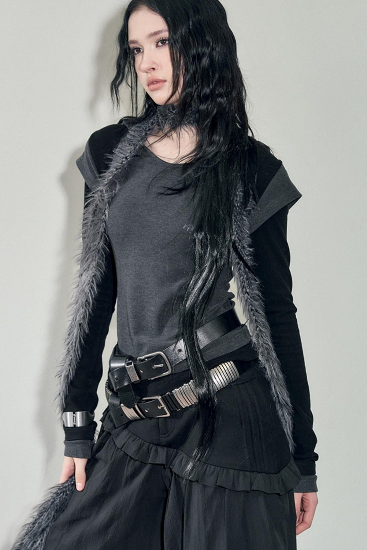 Contrasting Long-Sleeve Hooded Top