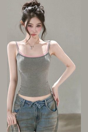 Contrasting Mesh Camisole Top