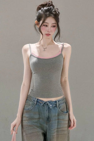 Contrasting Mesh Camisole Top